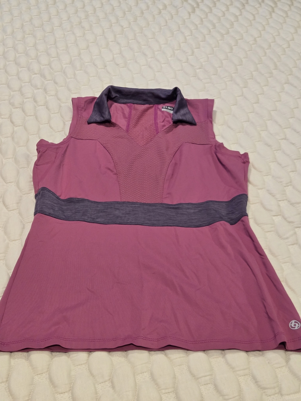 Lija Women's Sleeveless Athletic Tank Pink Purple Collared Size Small